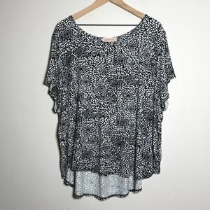 Philosophy Womens Knit Top 3X Black Floral Print Shirt Stretch Casual Scoop Neck